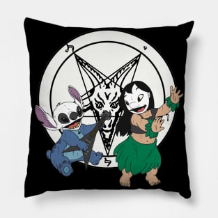 Black Metal Lilo and Stitch Pillow