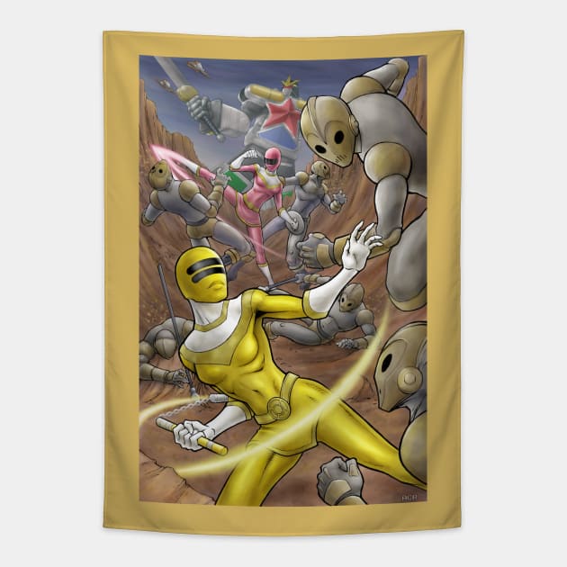 Yellow and Pink Zeo Rangers Tapestry by AdamCRivera