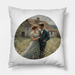 A Romantic Impasto Masterpiece for Valentine's Day Pillow