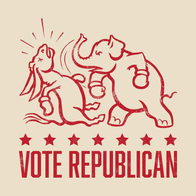 Vintage 1950's Vote Republican Boxing Elephant (Red) by From The Trail