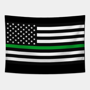 American Flag Thin Green Line Tapestry