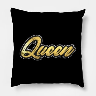 Shiny black and Gold QUEEN word ver4 Pillow