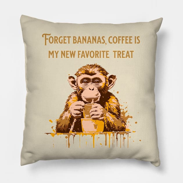 Coffee Monkey Pillow by Mugs and threads by Paul