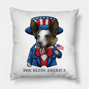 Cardigan Welsh Corgi Dog Bless America Pillow