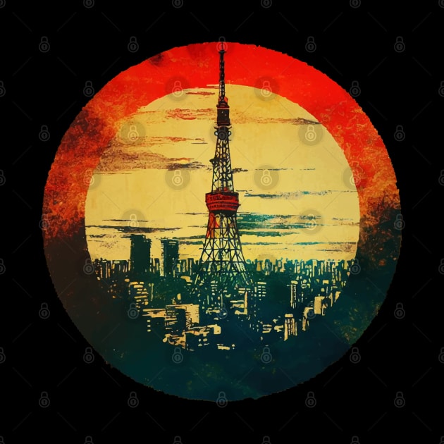 Tokyo tower abstract pop art cityscape by TomFrontierArt