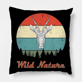 Wild Nature Deer White Abstract Sunset second Pillow