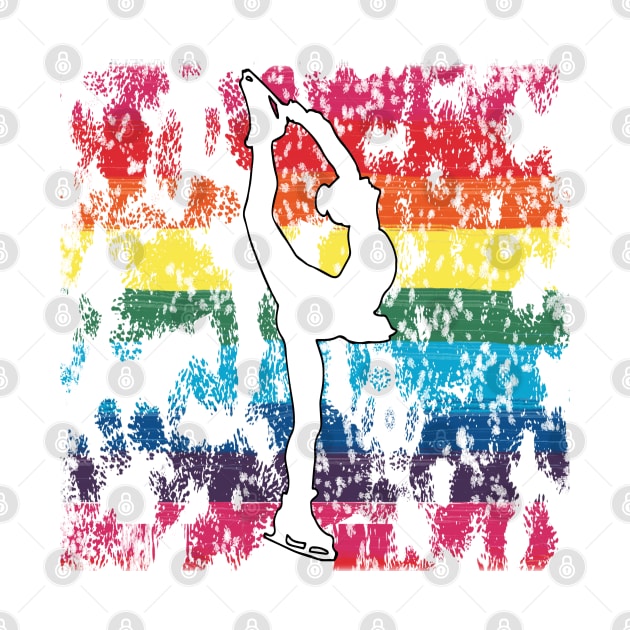 Figure Skating Silhouette on a Rainbow Pride Graphic Background by PurposelyDesigned