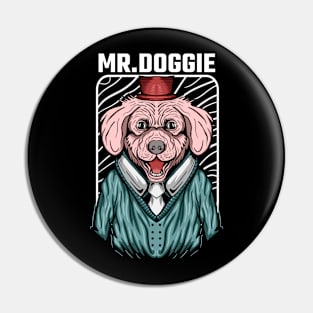 Mr Doggie Tshirt Illustration Pin