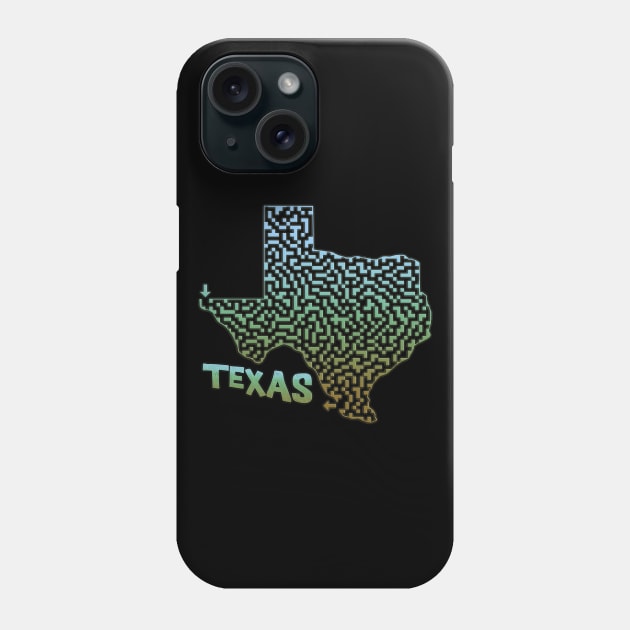 Texas State Outline Maze & Labyrinth Phone Case by gorff