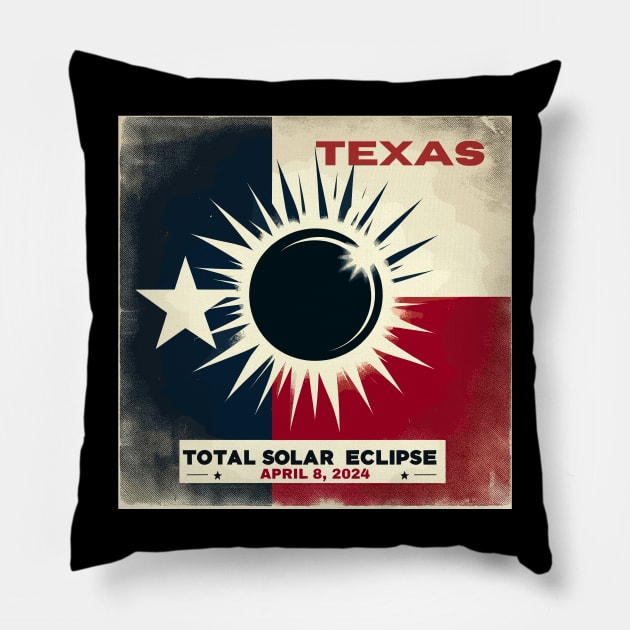 Texas Total solar eclipse 2024 Pillow by TomFrontierArt