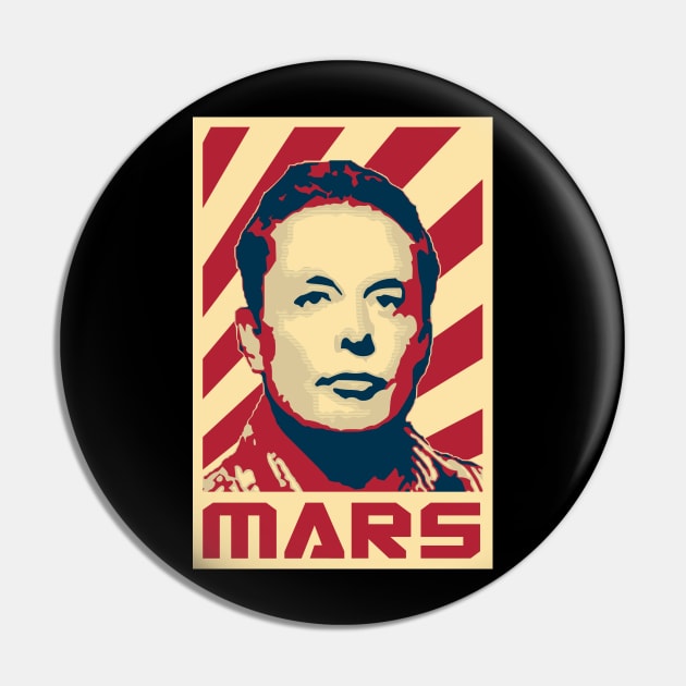 Elon Musk Mars Retro Propaganda Pin by Nerd_art