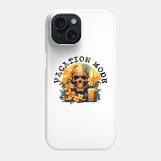 Skull and Drink - Vacation Mode (Black Lettering) Phone Case