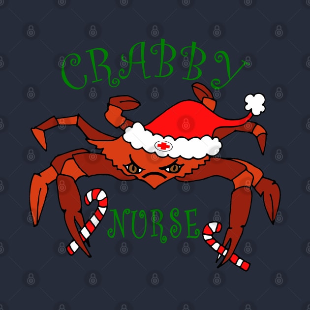 Funny Crabby Nurse Christmas Crab by DesignFunk