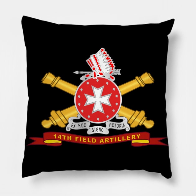 14th Field Artillery w Br - Ribbon Pillow by twix123844