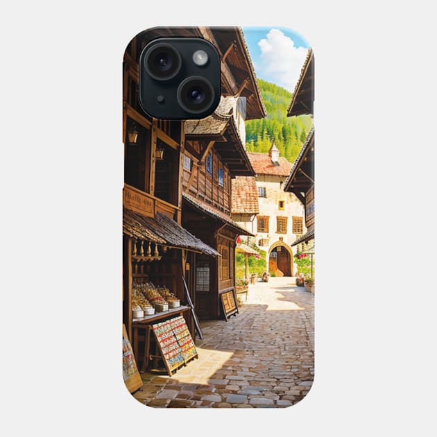 Artisan Shoppe on the Side of a Medieval Alleyway Phone Case by CursedContent