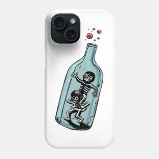 Playing skeletons in glass bottle Phone Case