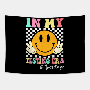 In My Testing Era Retro Smile Teacher Kids Testing Test Day Tapestry