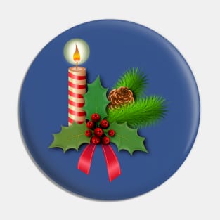 Christmas Candle & Decorations Pin
