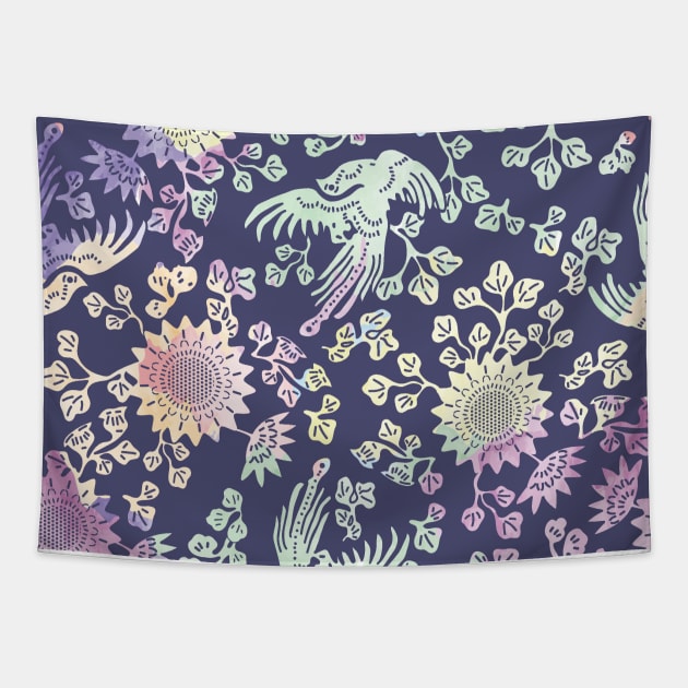 traditional oriental flower and bird ornament Tapestry by cutequokka