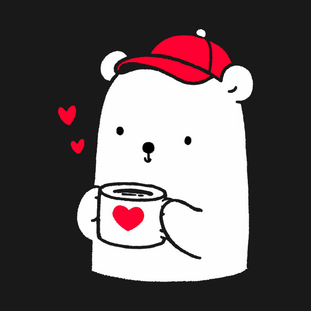 Little bear with coffee by Lovely Animals