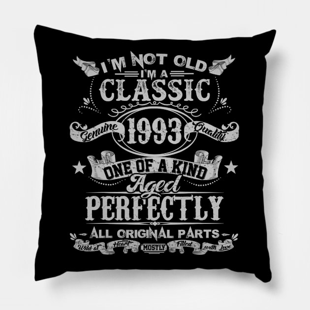 Classic 27th birthday gift for men women Vintage 1993 Pillow by teudasfemales