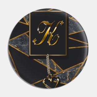 Monogram K Marble Mosaic Golden Glitters Pin