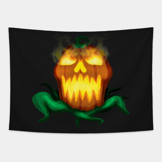 Scary Pumpkin Skull Tapestry by NGM