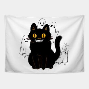 BLACK CAT AND GHOSTS Halloween Trendy Tapestry