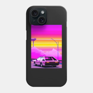 Glitched synthwave retro car Phone Case