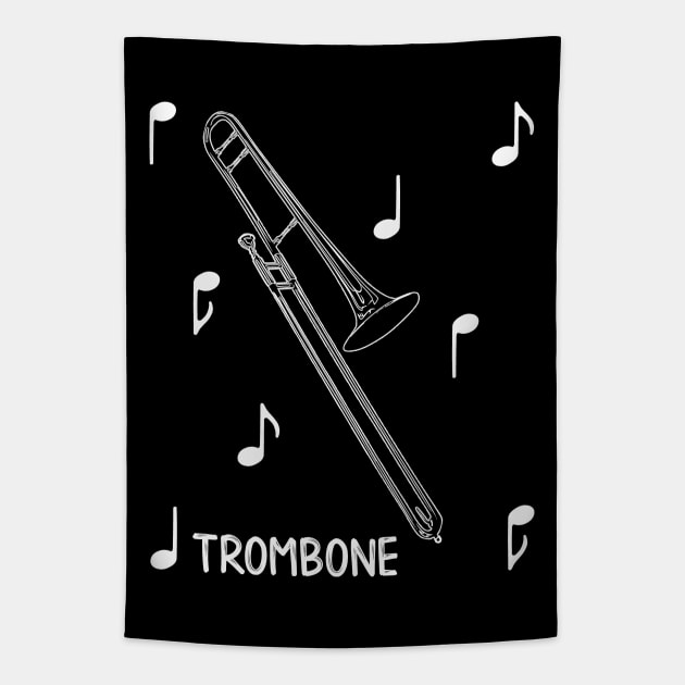 Musical Notes Trombone Tapestry by AngelFlame