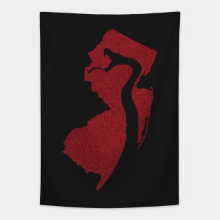 Distressed Minimalistic New Jersey Snake Silhouette Red Tapestry