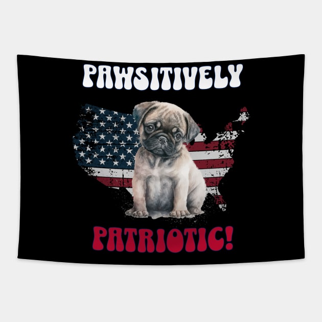 4th of July Independence Day Patriotic French Bulldog Funny Design for Dog Lovers Tapestry by EndlessDoodles