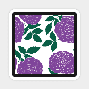 Purple roses, green leaves Magnet