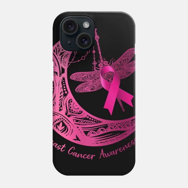 Henna Moon Dragonfly Breast Cancer Awareness Phone Case by Chapmanx