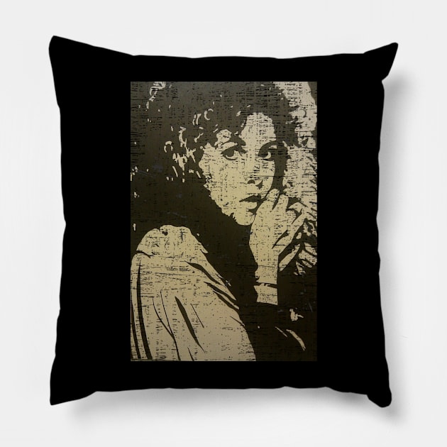 vintage stevie art design Pillow by Gunung Rinjani