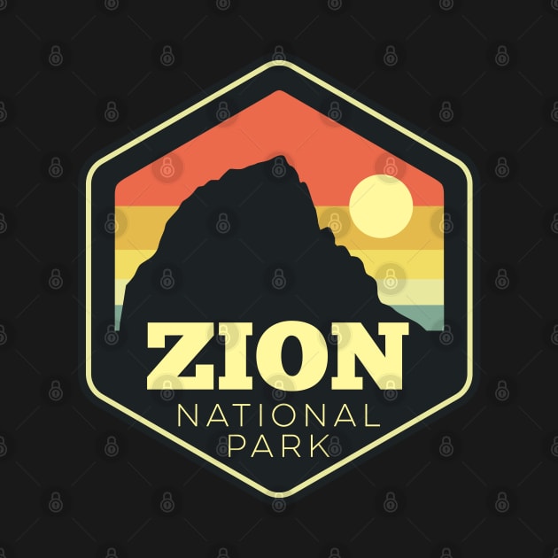 Zion National Park Southern Utah Vintage Sunset Hexagon by DetourShirts