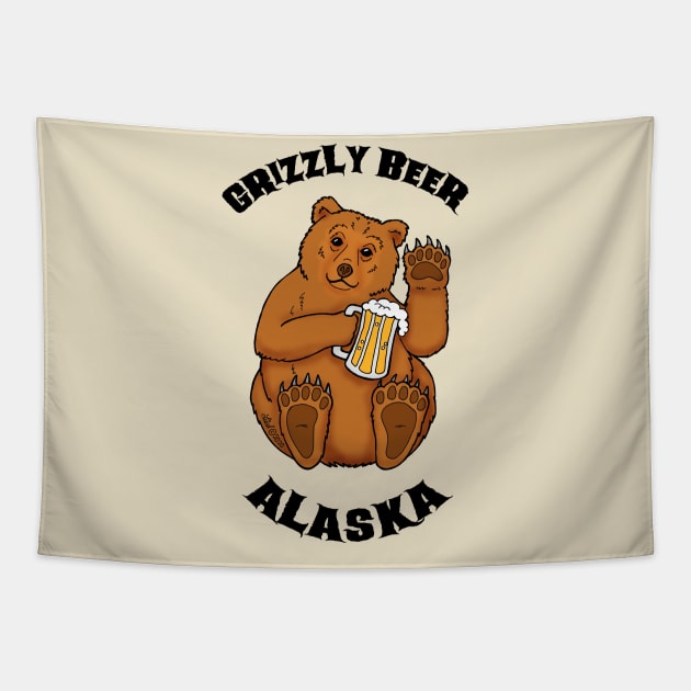 Grizzly Beer Alaska Tapestry by HonuHoney