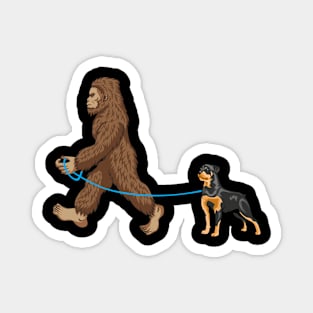 Bigfoot Dog Walk Rottweiler - Sasquatch Dog Lovers Magnet