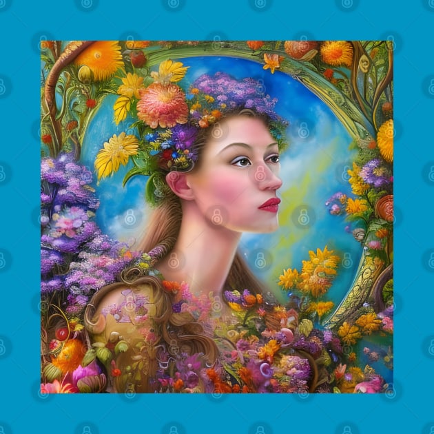 Spring Equinox Beautiful Woman Surrounded By Spring Flowers by Chance Two Designs