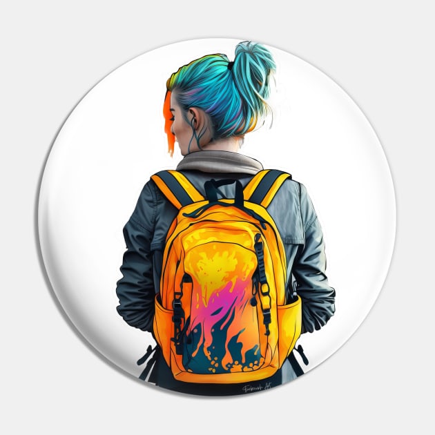 Girl with a backpack design #12 Pin by Farbrausch Art