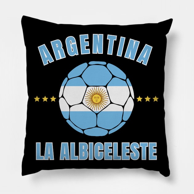 Argentina Football Ball Pillow by footballomatic