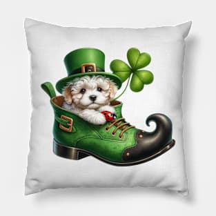 Bichon Frise Dog Shoes For Patricks Day Pillow