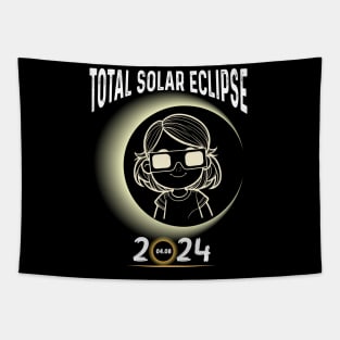 Solar Eclipse 2024 Shirt Total Eclipse April 8th 2024 Little Girl Girl Tapestry