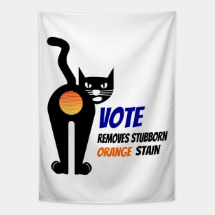 Vintage Cat Vote Removes Stubborn Orange Stain Tapestry