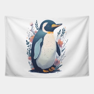 Penguin with Flowers Tapestry