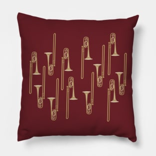 Trombones on dark red Pillow