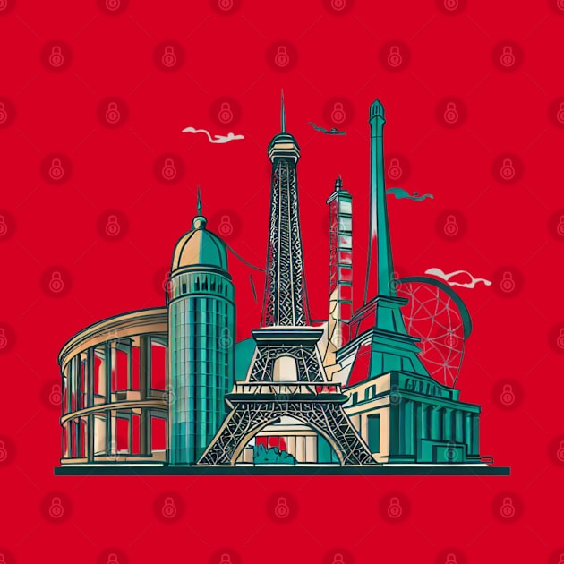 Designs that depict iconic and beautiful buildings from various parts of the world, such as the Eiffel tower, the Taj Mahal, the Colosseum or the Tower of Pisa by maricetak