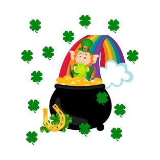 Leprechaun on rainbow T-Shirt