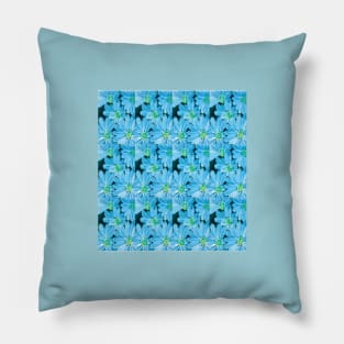 Blue floral wall art Pillow