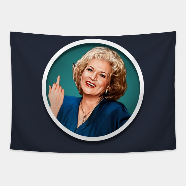 Betty White Flipping Off Tapestry by Indecent Designs